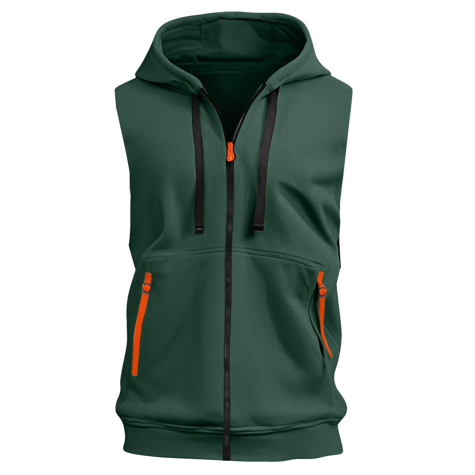 Men's Hooded Zipper Cardigan 60% Cotton 40% Linen Sleeveless Vest Quick Dry Breathable Workout Running Bodybuilding Casual Gym Outdoor Sports Beach | Zenithor,Army Green M