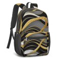 thumbnail image 2 of Black and Gold Marble Pattern 17" Waterproof Oxford School Backpacks for Teens, S-Shape Padded Straps, for School, Travel, Hiking, Camping, 2 of 5