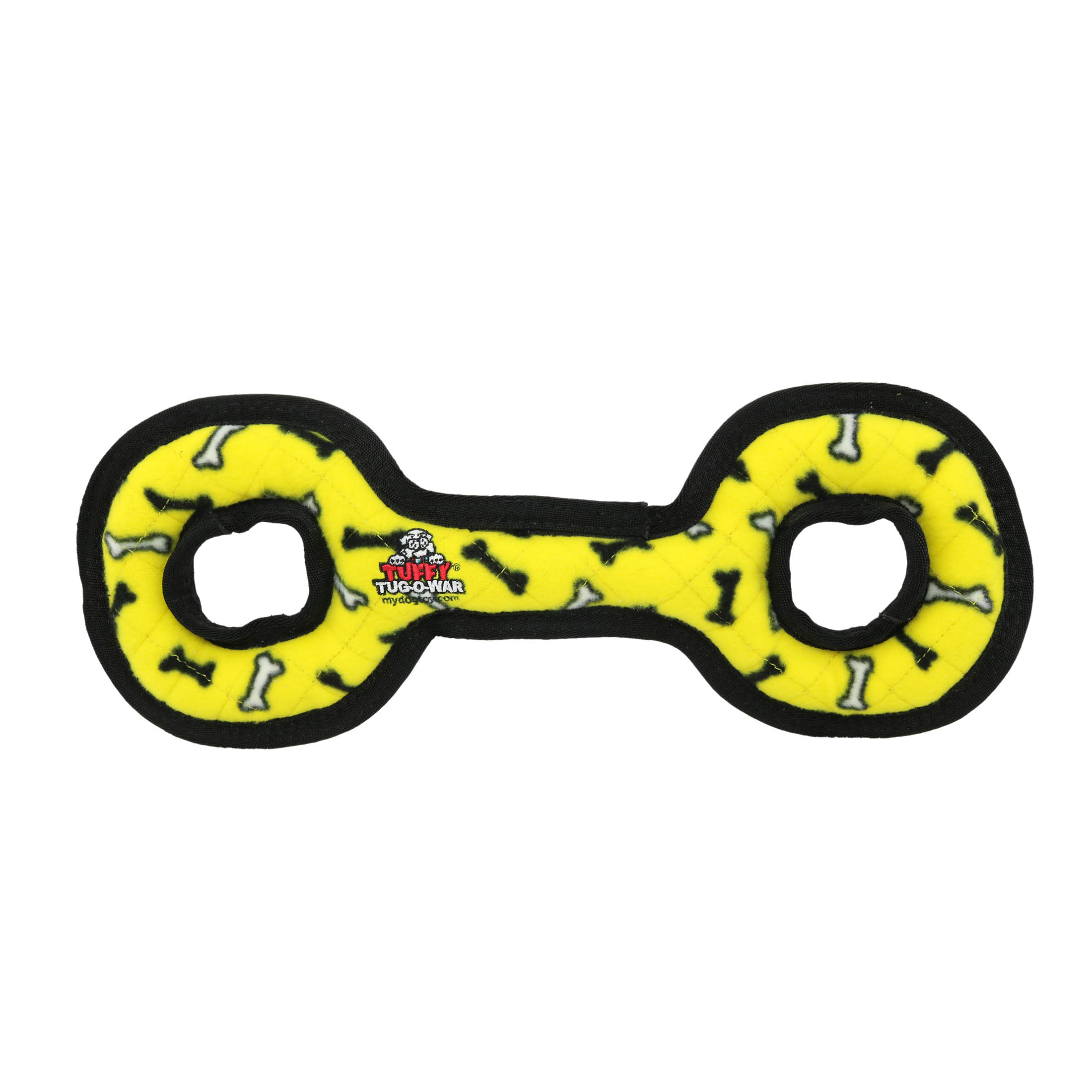 TUFFY® Medium Tug-O-War Yellow Bone, Durable Plush Squeaky Dog Toy, 2 Pack