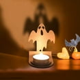 thumbnail image 2 of Beautynvta Halloween Candle Holder, Spooky Wooden Ghost Tealight Candle Holders with Shadow Scary Candle Stands Table Decor, Halloween Decorations, 2 of 3