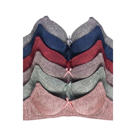 

247 Frenzy Women s Essentials Sofra PACK OF 6 Full Coverage Jacquard Bras