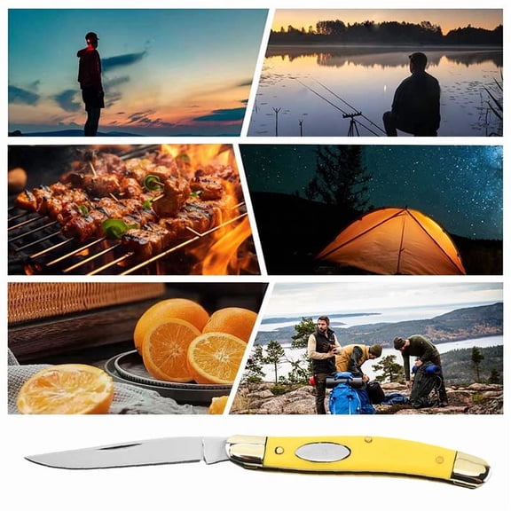EDCHigh-quality handcrafted three-bladed copper folding knife, pocket knife, and precious sheath knife - an ideal gift for outdoor enthusiasts and campers