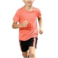 thumbnail image 2 of SGFCWSX Boys 2 Piece Athletic Outfits Summer Quick Dry Short Sleeve T Shirt Shorts Sports Set for Kids Orange Size 4T, 2 of 9