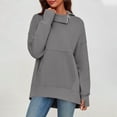 thumbnail image 5 of Summer !DianGeFu Ribbed Dresses for Plus Size Women In Fall 50% Off Clear,Fashion Women's Casual Long Sleeve Solid Turtleneck Zipper Pocket Ladies Tops Blouse,Gray,XL, 5 of 9