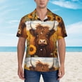 thumbnail image 2 of Vsdgher Countryside Sunflower Cow Print Men's Hawaiian Shirts Button Down Tropical Holiday Beach Shirts Vacation Clothes,X-Large, 2 of 7