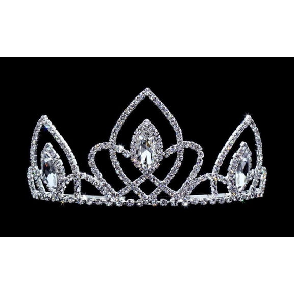 #16651 - Vaulted Navette Tiara with Combs - 3"