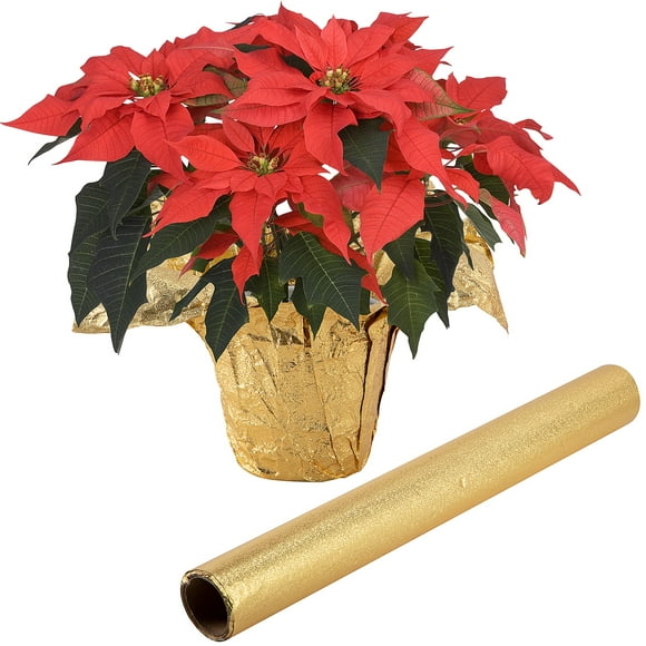 Cubiertas de aluminio floral para macetas Adnee, 10 yardas, color dorado