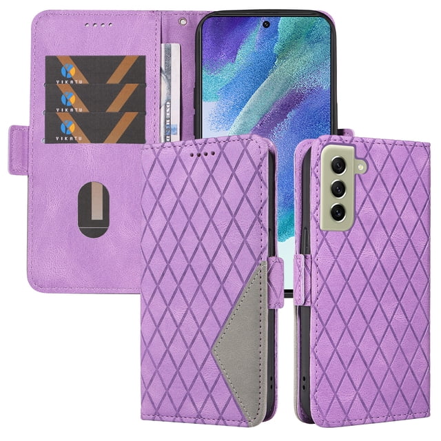 Compatible with Samsung Galaxy S21 FE 5G PU Leather Wallet Case with Card Holder Magnetic Closure Cover