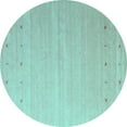 thumbnail image 1 of Ahgly Company Machine Washable Indoor Round Abstract Turquoise Blue Contemporary Area Rugs, 4' Round, 1 of 4