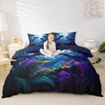 thumbnail image 3 of Homewish Jungle Dino Twin Duvet Cover,Neon Plants Twin Bedding,Blue,Navy Blue Reversible,2 Pieces,1 Duvet Cover and 1 Pillowcase, 3 of 6