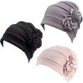 thumbnail image 1 of 3pcs Chemo Turban Headwear Flower Beanie Scarf Cap For Cancer Patient, 1 of 4