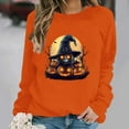 thumbnail image 2 of aohooy Women's Fall Halloween Tops Sweatshirts for Women Ghost Print Long Sleeve Crewneck Pullover Loose Fit Cute Graphic Tee Shirt Orange,M, 2 of 6