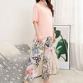 thumbnail image 2 of XIAOCHA Womens Butterfly Print Pajama Set Loose Short Sleeve Crew Neck Sleepwear Soft Playful Sleep Pajamas Set, 2 of 5