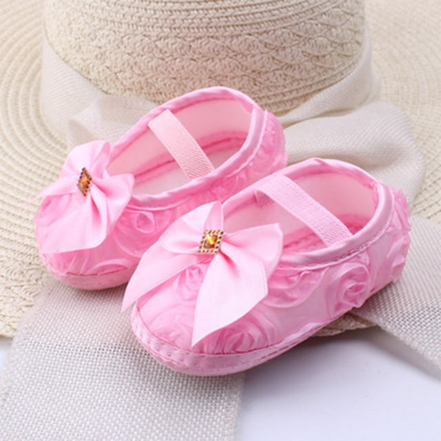 Sunloudy, zapatos de princesa de suela blanda para bebés, zapatos de cuna de satén con lazo de flores para niñas, bonitas sandalias antideslizantes de encaje para niños de 0 a 18 M Sunloudy Color sólido