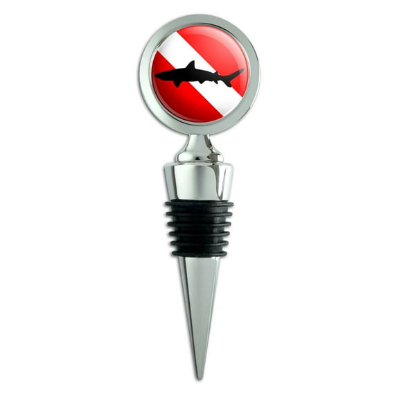 Diving Flag Scuba Diver Dive Shark Wine Bottle Stopper