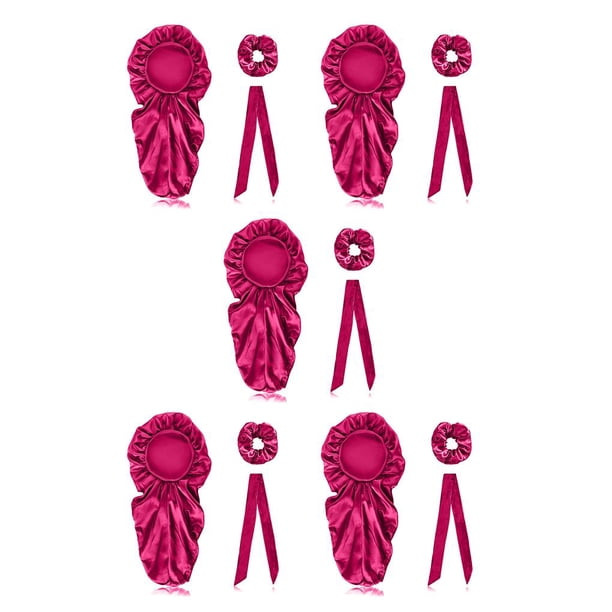 Juego de 3 piezas de gorro de dormir Injueey de satén con ala ancha y herramienta de banda elástica