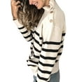 thumbnail image 3 of Sexy Dance Long Sleeve Knitted Sweater for Women Casual Stripe Turtleneck Sweaters Jumper Pullover with Button, 3 of 3
