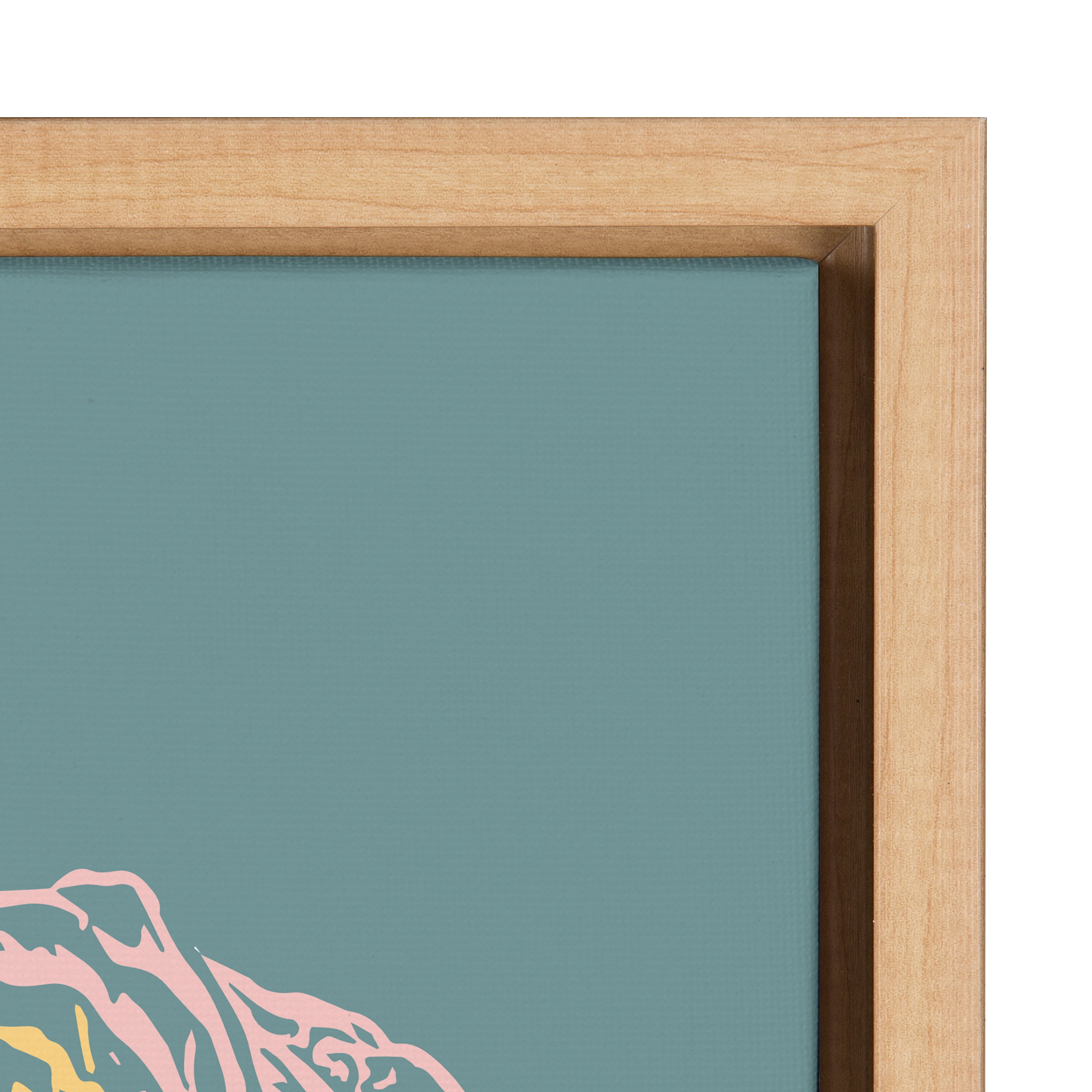 Kate and Laurel Sylvie Floral in Teal Framed Canvas Wall Art by Apricot and Birch, 23x33 Natural, Farmhouse Floral Art for Wall