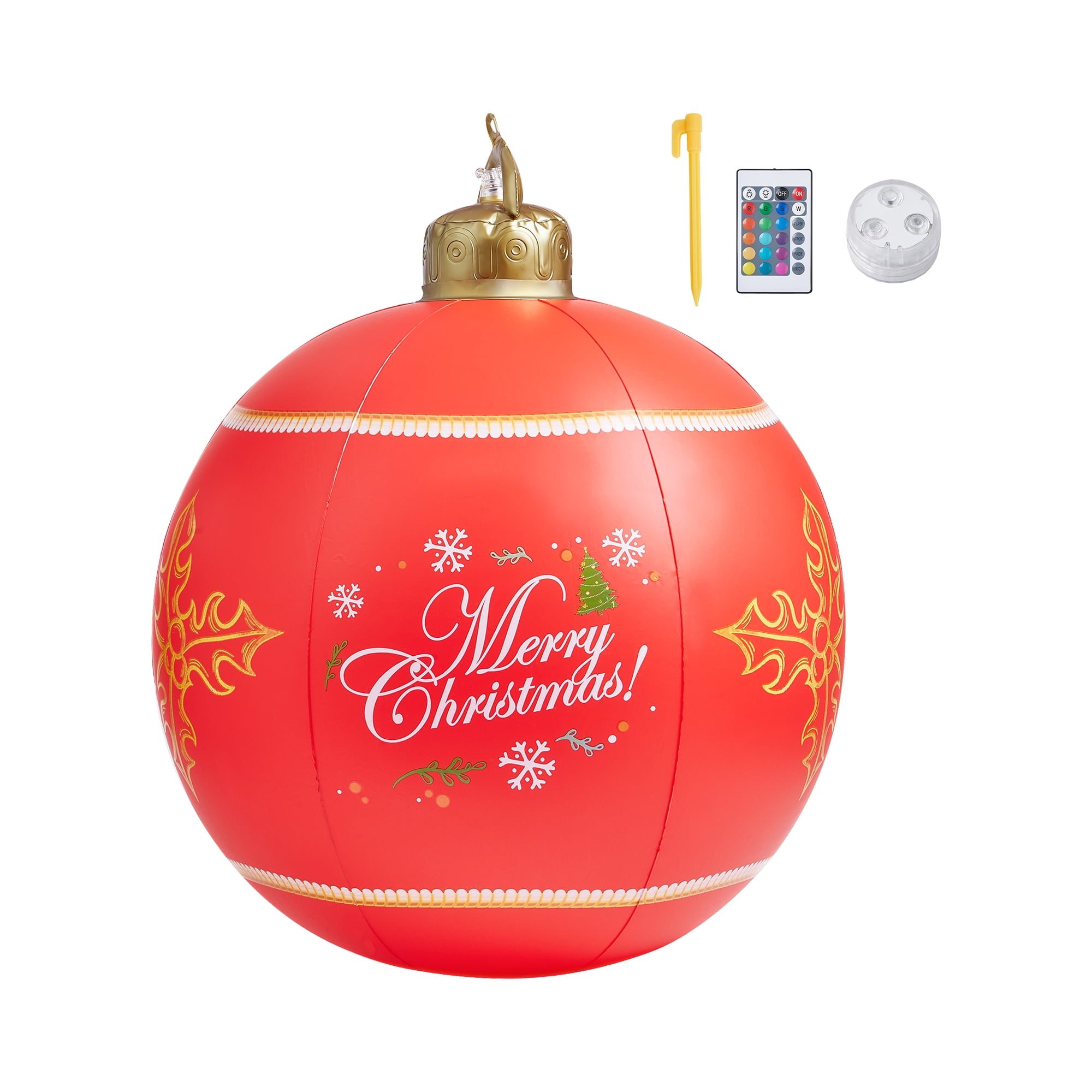 Giant Christmas Light Up PVC Inflatable Ornaments Ball 24 Inch with