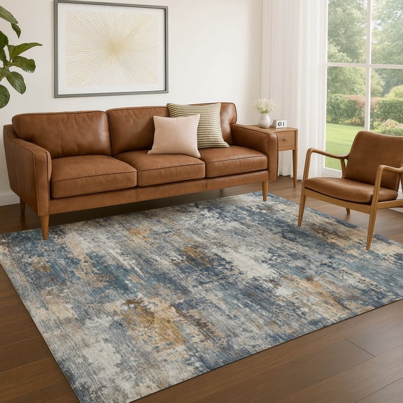 Addison Rugs Chantille Indoor/Outdoor Transitional Abstract Blue Machine Washable Rectangle Rug, 10' x 14'
