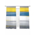 thumbnail image 2 of Retro Stripe Sheer Curtains 72 Inches Long 2 Panels Yellow Blue Grey Gradient Light Filtering Semi Sheer Window Curtains Drapes for Bedroom Living Room 52"x72", 2 of 7