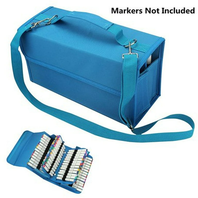 80 Slots Multi-Layer Marker Case Holder Bag Removable Shoulder Strap Marker  Storage Bag For Marker Pen Stationery Supplies (Markers Not Included)