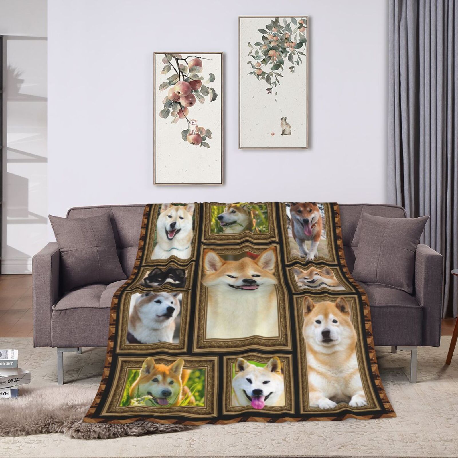 Wijzvio Shiba Inu Dog Throw Blanket Soft Fuzzy Fleece Blanket For Couch Bed Living Room Decoration 50"X40"