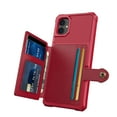 thumbnail image 2 of SaniMore Versatile Case for Samsung Galaxy A15 6.5" 2023, Rugged PC Shell PU Leather Button Flip Card Pocket Stand Magnetic Car Mount Shockproof Anti-drop Heavy Duty Protective Cover, Red, 2 of 7