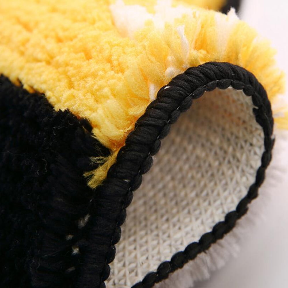 Soft Plush Bathroom Rugs Non-Slip 16" x 24" Fluffy Absorbent Microfiber Yellow Gray Bath Mats Machine Washable