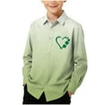 thumbnail image 2 of UQJfacai Boys St Patricks Day Shirt Shamrock Printed Long Sleeve Button Down Shirts Hawaiian Gradient Collared Blouse 3-16 Years, 2 of 7