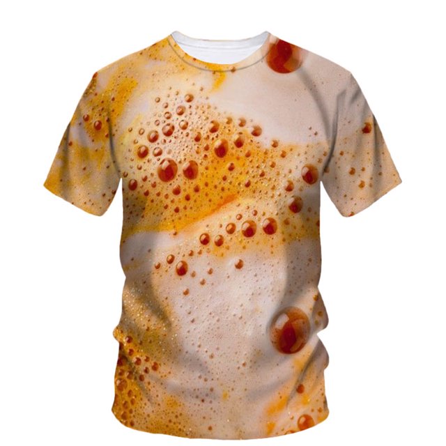 T-Shirt Tendance Mode Alternative de Rue à Manches Courtes Imprimé 3d Bière Hip Hop Décontracté Drôle Vêtements Amples