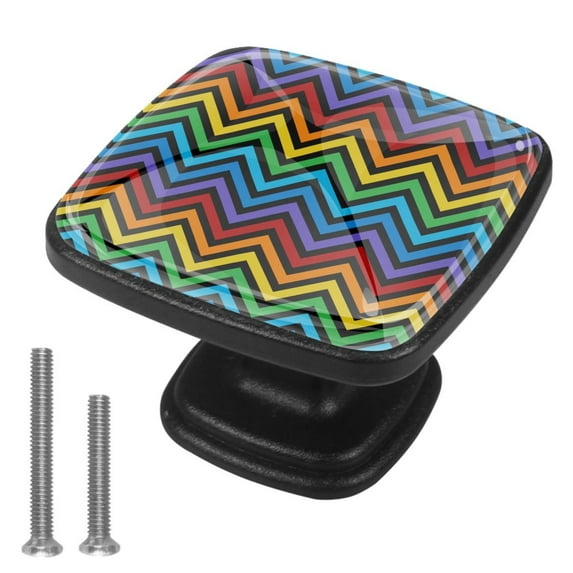 4 Pcs Cabinet Handle Drawer Pulls Colorful Zig Zag Wave Knobs with Screws Square Furniture Office Cabinet Knob Decoration