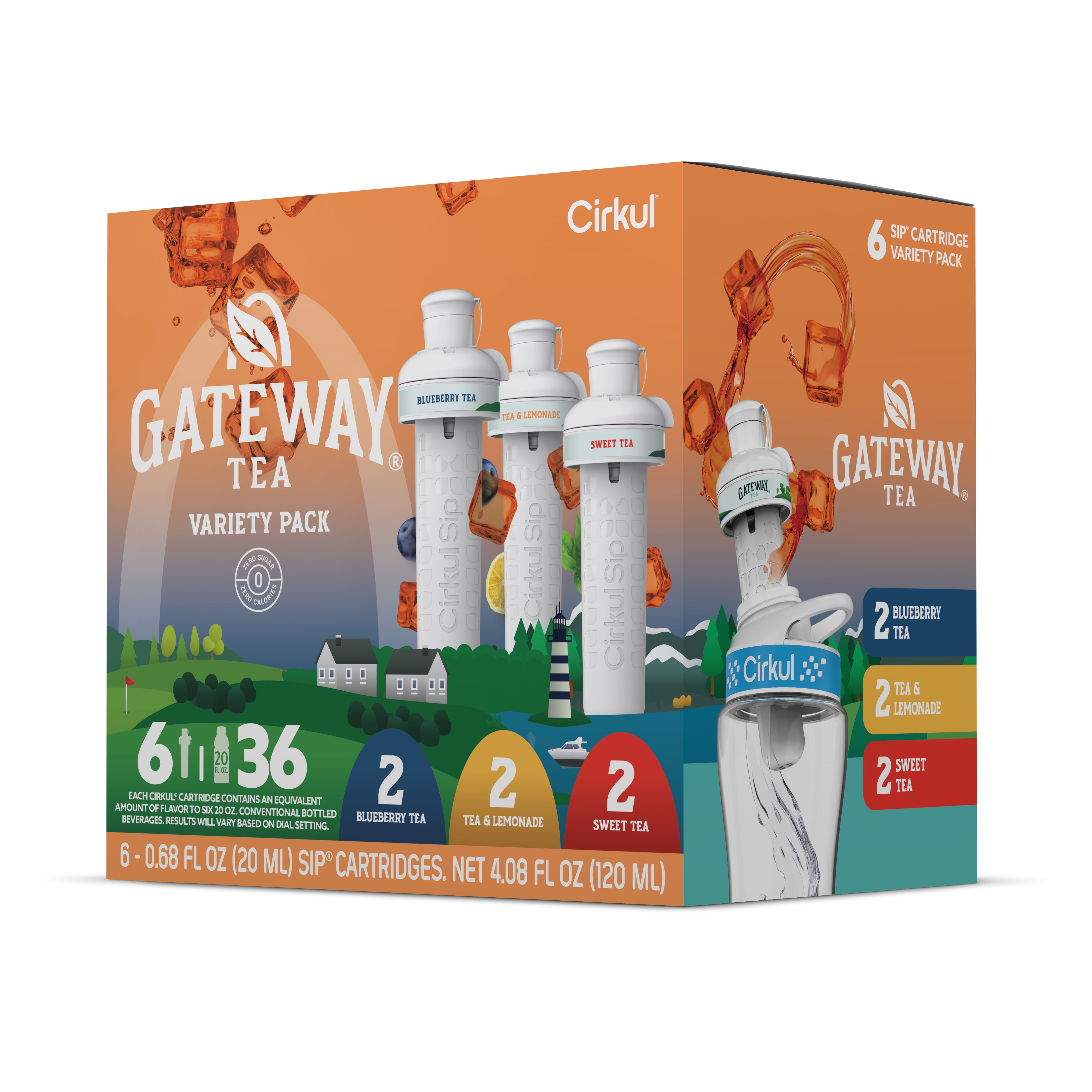 Cirkul Gateway Tea Flavor Cartridge Variety Pack, 6-Pack ( 2 Sweet Tea, 2 Tea and Lemonade, 2 Blueberry Tea)