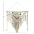 thumbnail image 3 of DecMode Cream Cotton Handmade Intricately Weaved Macrame Wall Decor with Beaded Fringe Tassels, 3 of 7