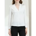 thumbnail image 5 of Allegra K Women's V Neck Lace Trim Casual Ladies Tops Work Office Fashion Long Sleeve Blouses, 5 of 6