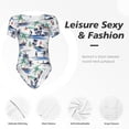 thumbnail image 6 of Uemuo Hawaii Palms Pattern Women's One Piece Short Sleeve Swimsuit Rash Guard Surfing Modest Quick-drying Swimsuit Beach Essentials-X-Large, 6 of 9