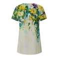 thumbnail image 4 of Raeneomay Summer Tops Curved Hem Flowy Shirts Women's Casual Round Neck Casual Button Printed Short Sleeve Blouse Short Sleeve Round Neck Blouse/Shirt, 4 of 5