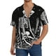thumbnail image 1 of Balery Vintage Black white Plant skull Camisa Casual de Manga Corta con Botones para Hombre, Texturizada, Estilo Cubano, para Playa, Verano-3X-Large, 1 of 5