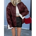 thumbnail image 4 of Abrigo PRETTYGARDEN Chaqueta de Cuero Sintético para Mujer Vino Tinto M, 4 of 8