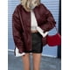 thumbnail image 4 of Abrigo PRETTYGARDEN Chaqueta de Cuero Sintético para Mujer Vino Tinto M, 4 of 8