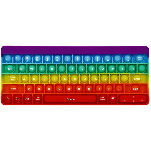 Pop It Fidget, Push Pop Bubble Fidget Sensory Rainbow Forma de teclado Pop On It, Fidget Popper Materiales de aprendizaje Ansiedad Alivio del estrés para niños Adultos Autismo, Add, Adhd Adepaton WMCH-183