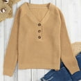 thumbnail image 5 of Sweaters for women Women's V Neck Sweaters Button Down Knitted Fall Winter Long Sleeves Women's Sweater christmas sweater women, 5 of 7