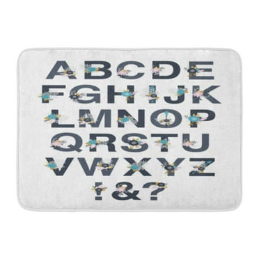 GODPOK Floral Alphabet White Flower Letters with Arrows and Feathers Save The Date Birthday Invites Tribal Rug Doormat Bath Mat 23.6x15.7 inch