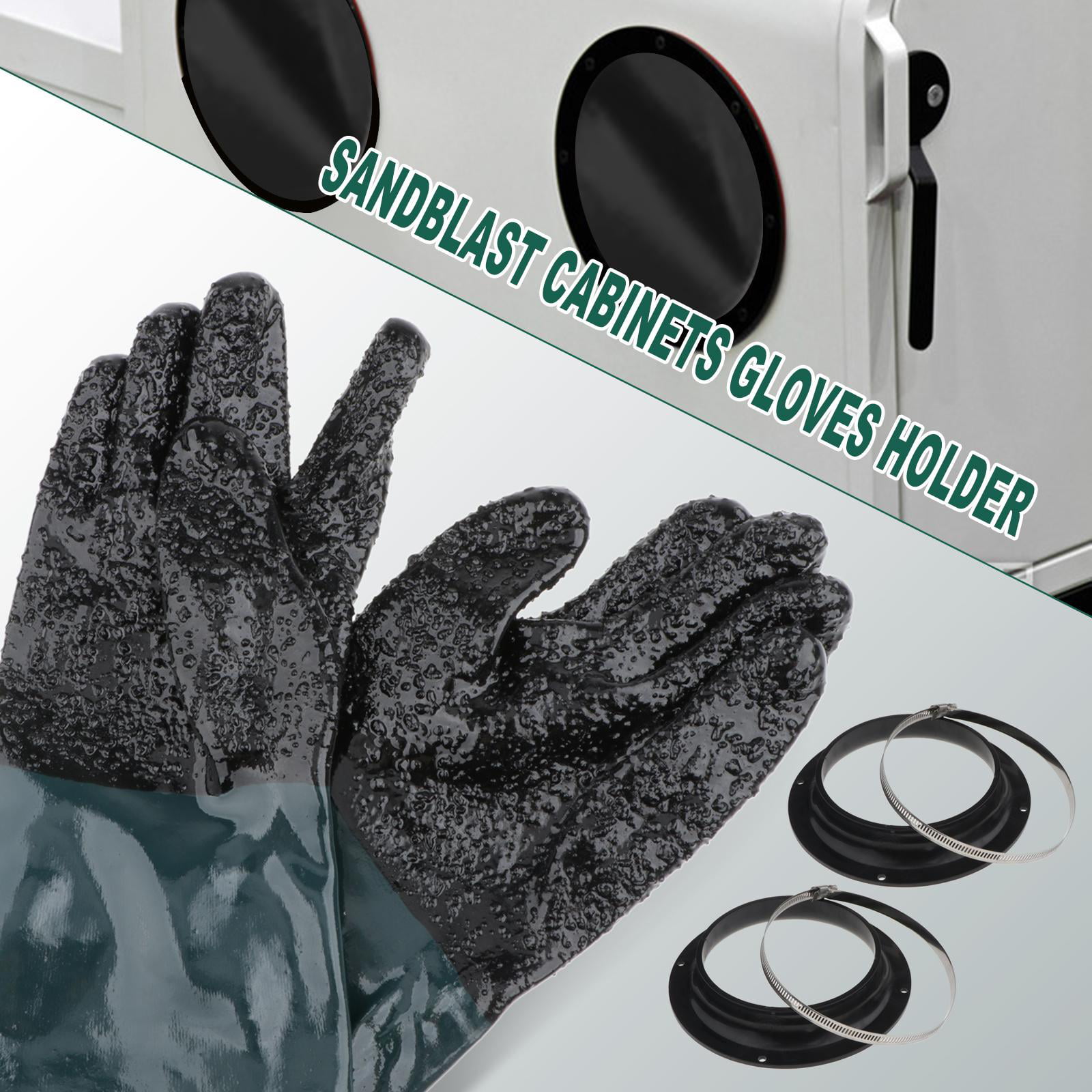 Details about   Pairs Heavy Duty Sandblasting Gloves For Sand Blast Cabinet W/Holder Clamps 