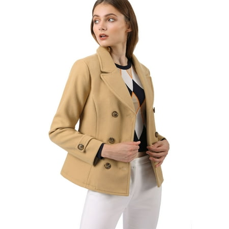 Women's Notched Lapel Outerwear Double Breasted