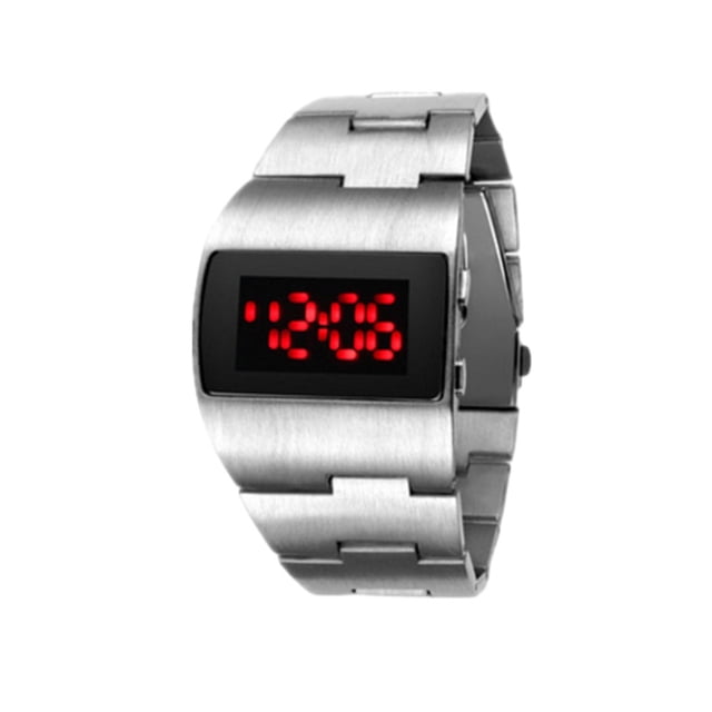 Qarigey Reloj de LED de aleación, reloj Digital LED de moda y fácil de combinar, aplicación amplia Relojes Luz roja plateada