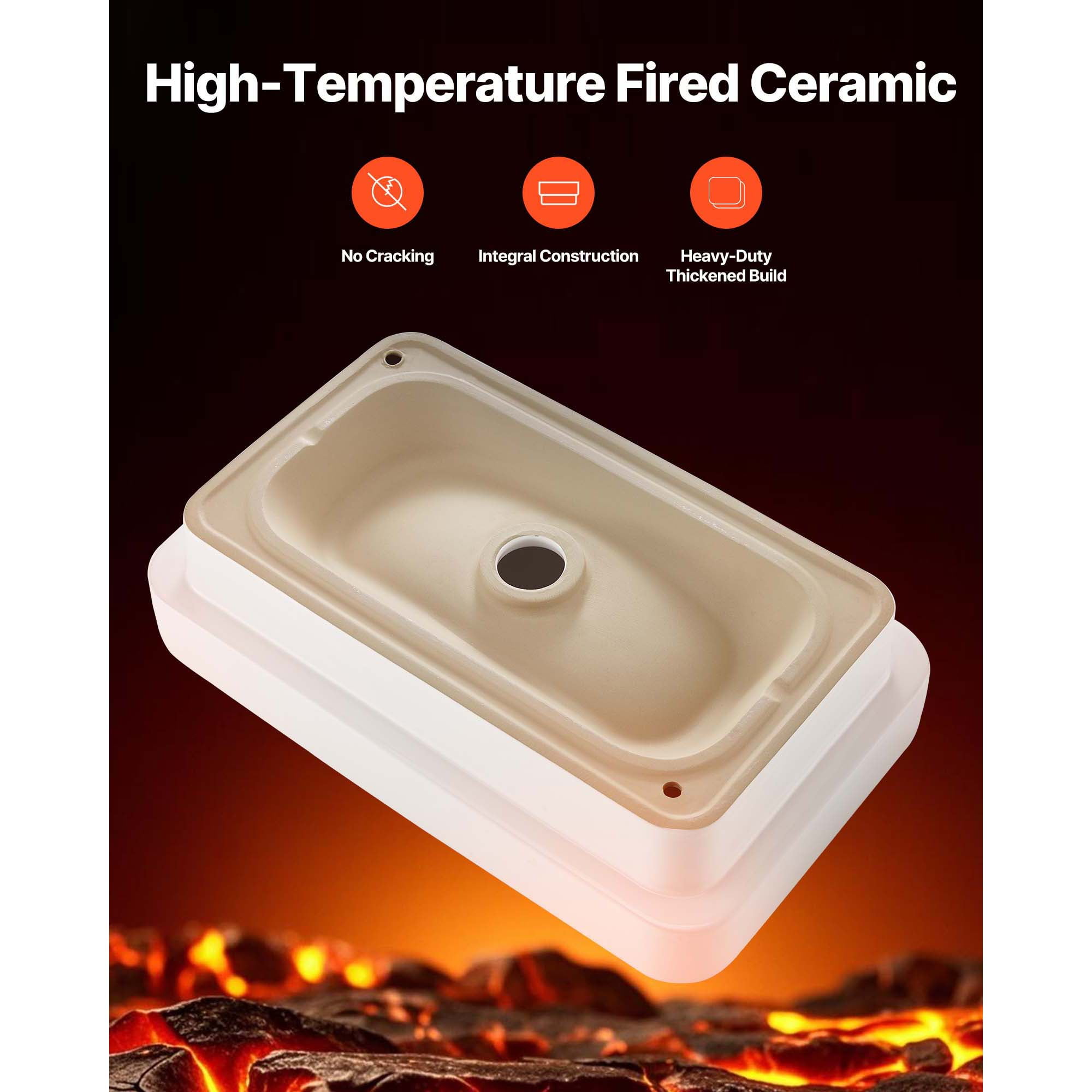 KFFKFF Rectangular Semi-Recessed Bathroom Sink, 19.29 x 12.01 Inch White Ceramic Basin with 1-3/4 Inch Drain Hole, Drop-In Modern Vanity Wash Bowl for Compact Spaces