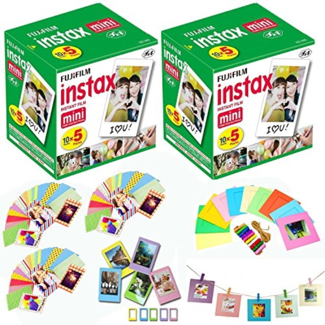 Fuji Instax Mini Instant Film 100 Shots With Bonus 5 Pack Multicolor Desk Frames 60 Decorative Skin Stick On Stickers For Fuji Instax Mini 9 Mini 8 Sp 2 And Sp 1 Instant Printers Walmart Com Walmart Com