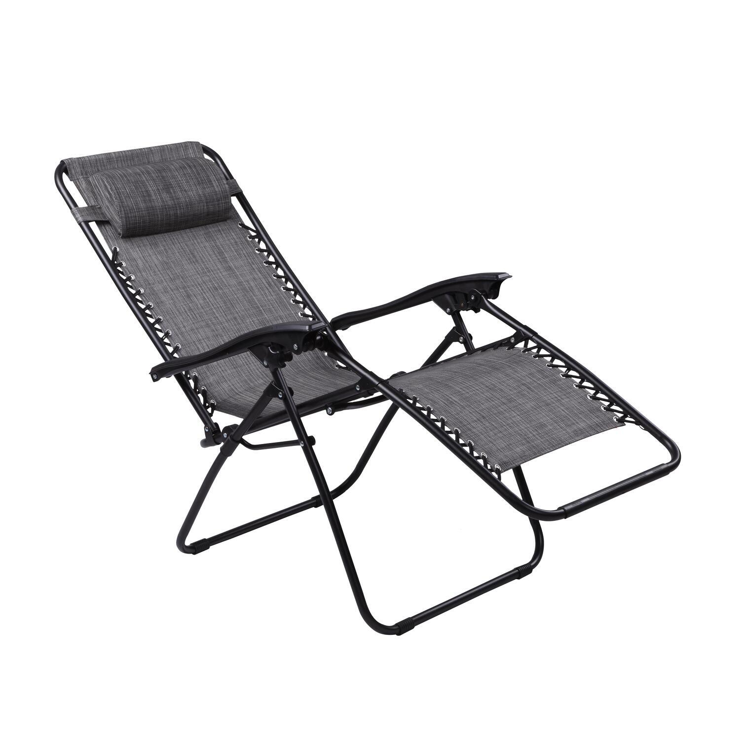 Patio Lounge Chairs Set of 2 Lounge Chairs for Outside Outdoor Lounge Chairs Tanning Chair Folding Lounge Chair Pack of 2 - Color: Gray - image 3 of 6