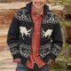 thumbnail image 2 of Suéter cálido de otoño e invierno para hombre, cárdigan de punto con estampado de ciervo, cárdigan de gran tamaño para la calle, prendas de punto informales vintage para Navidad, 2 of 5